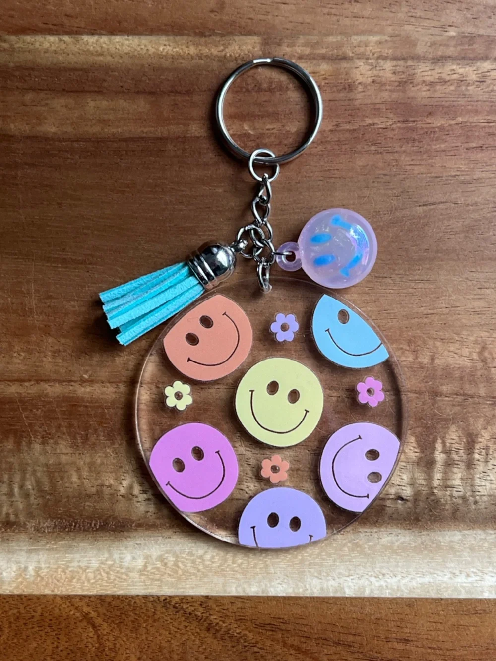 Handmade Key Chain and Bookmark Smiley Face & Floral Set
